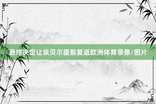 最终决定让埃贝尔提前复返欧洲体育录像/图片