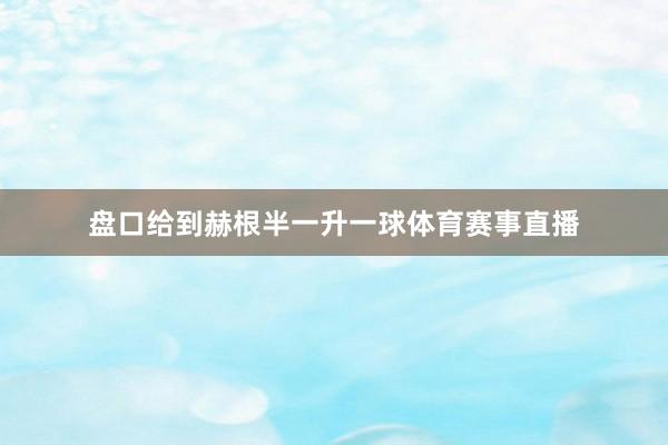 盘口给到赫根半一升一球体育赛事直播