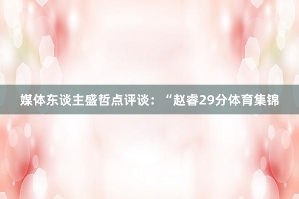 媒体东谈主盛哲点评谈：“赵睿29分体育集锦