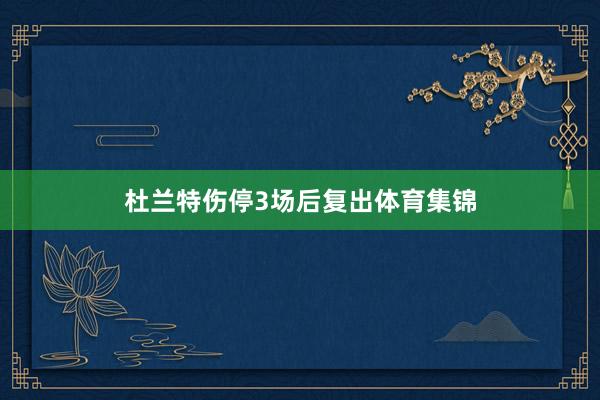 杜兰特伤停3场后复出体育集锦